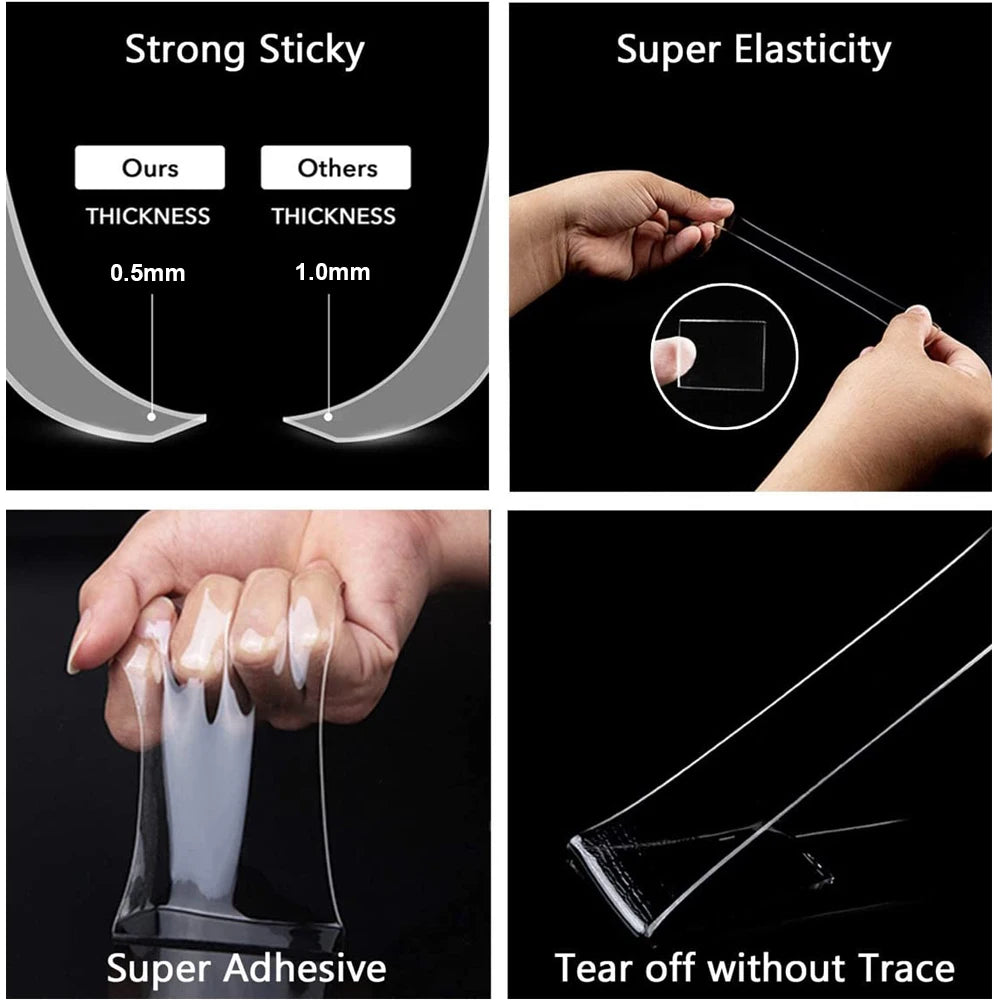 Cinta adhesiva de doble cara extra fuerte Nano Tape, resistente, extraíble, impermeable, para montaje en pared y póster.