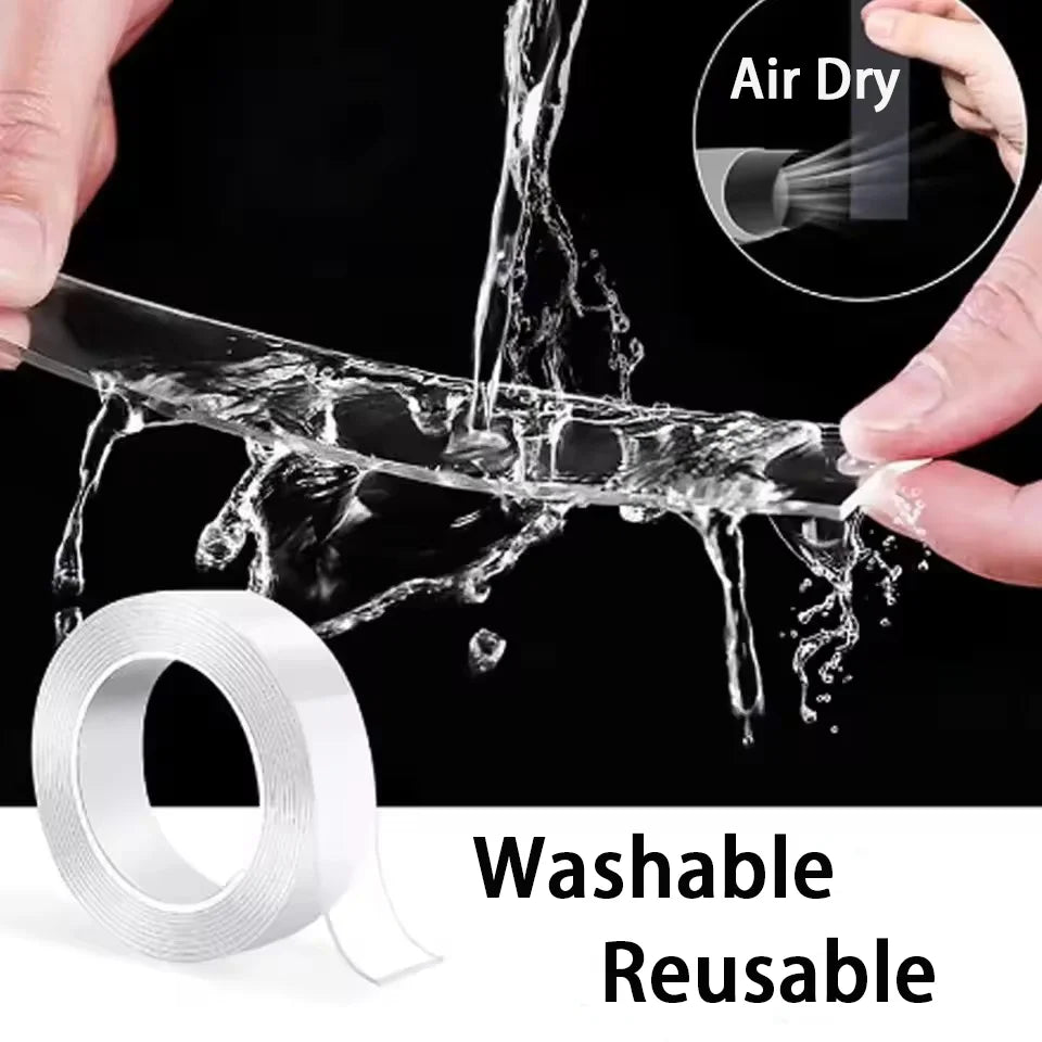 Cinta adhesiva de doble cara nano extra fuerte, impermeable, transparente, sin dejar rastro, gruesa, reutilizable, decorativa, herramientas para el hogar
